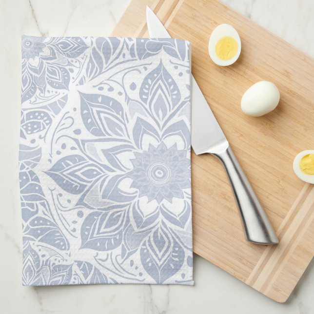 Pastel Blue Mandala Tea Towel (Quarter Fold)