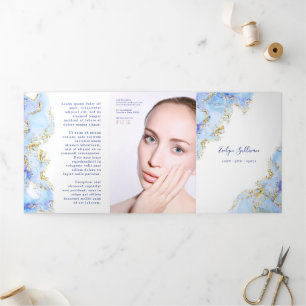 Pastel blue marbling design trifold brochure