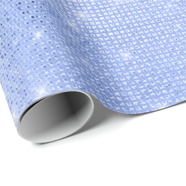 Pastel Blue Metallic Sequins Minimal Celestial Wrapping Paper (Roll Corner)