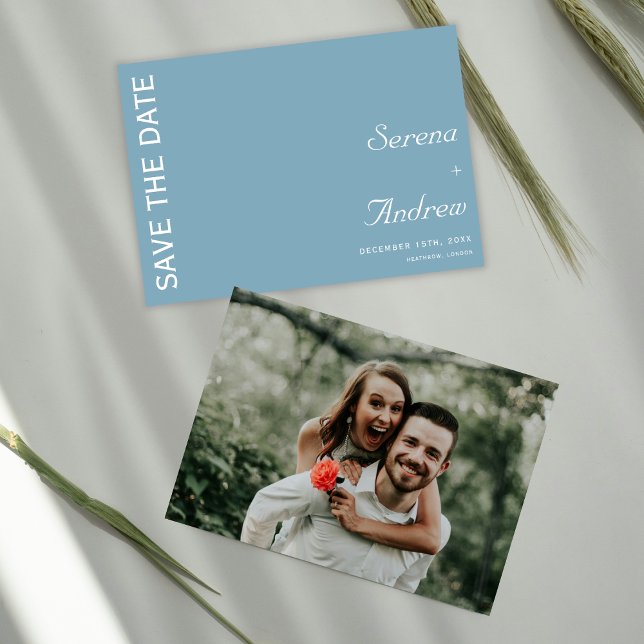 Pastel Blue Minimalist Plain Chic Artsy Wedding Invitation (Creator Uploaded)