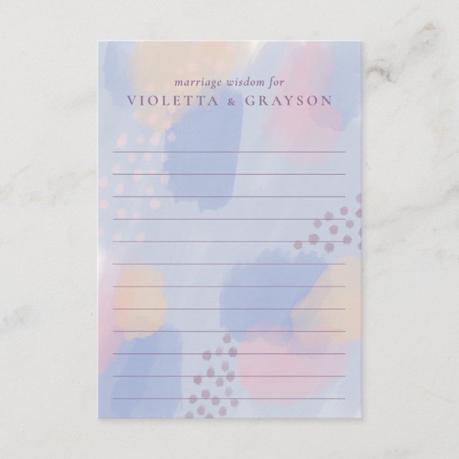 Pastel Blue Modern Art Marriage Advice Card (Front)