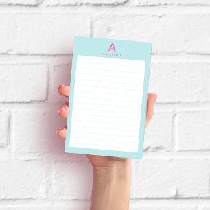 Pastel Blue Monogram Lined Post-it Notes