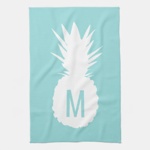 pastel blue monogram pineapple tea towel