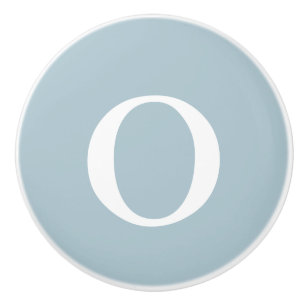 Pastel Blue Monogrammed Ceramic Knob