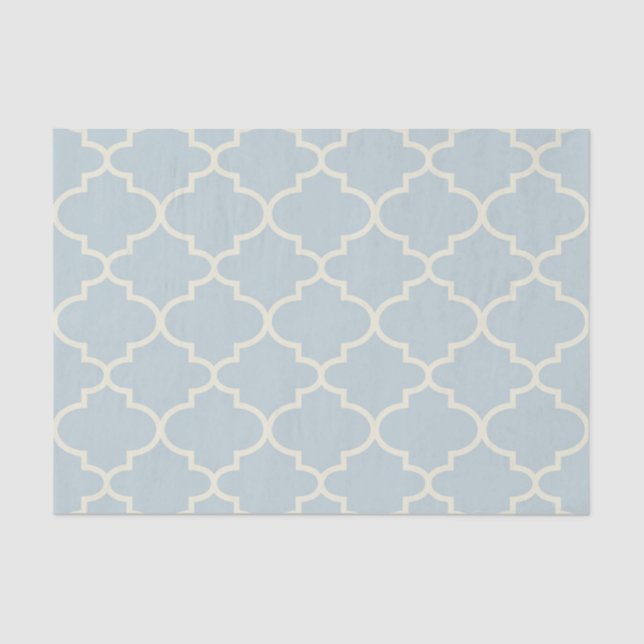 Pastel Blue Moroccan Lattice Pattern Tissue Paper (Front)