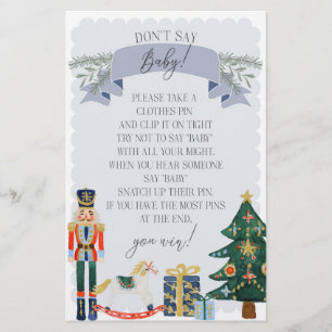 pastel blue nutcracker dont say baby shower game