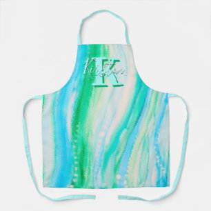 Pastel Blue Oceanscape Alcohol Ink Apron