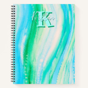 Pastel Blue Oceanscape Alcohol Ink Notebook