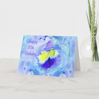 Pastel Blue Orchid Happy 70th Birthday wishes Card