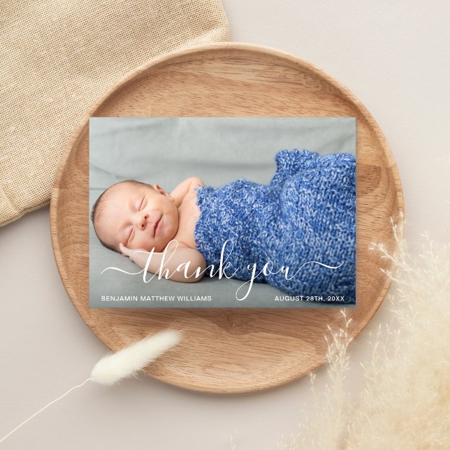 Pastel Blue Photo Thank You Baby Shower Thank You (Creator Uploaded)