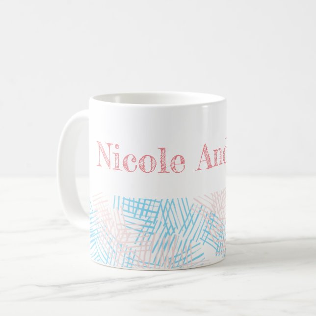 Pastel Blue & Pink Coffee Mug (Front Left)