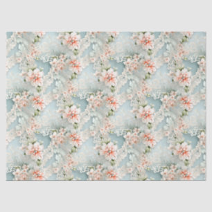Pastel Blue & Pink Victorian Florals & Lace  Tissue Paper