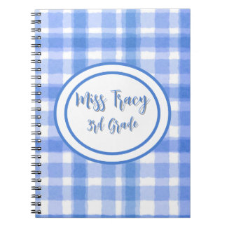 Pastel Blue Plaid Custom Notebook