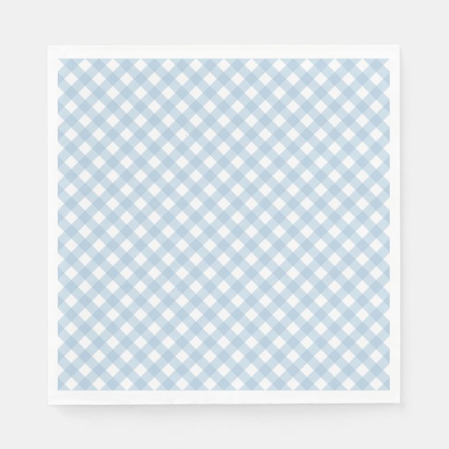 pastel blue plaid first birthday napkins (Front)