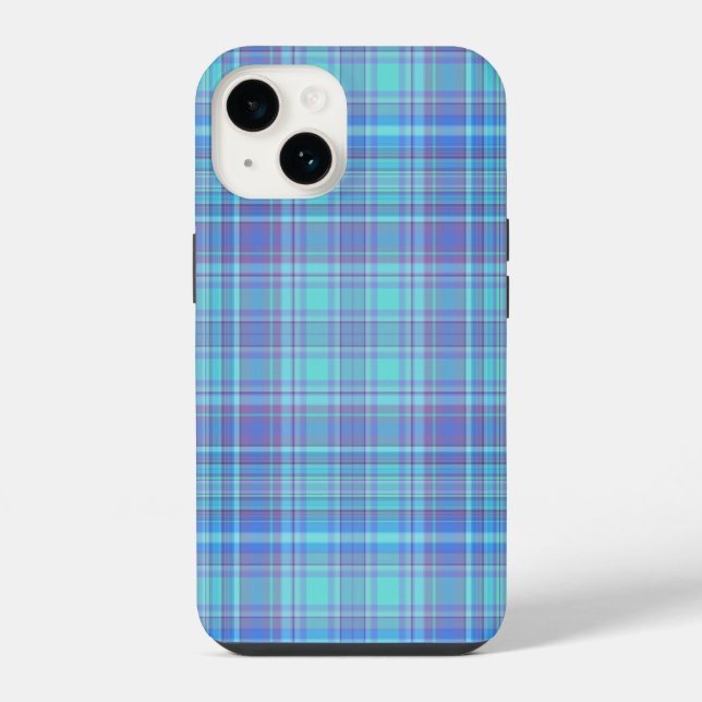 Pastel Blue Plaid Pattern iPhone Case (Back)