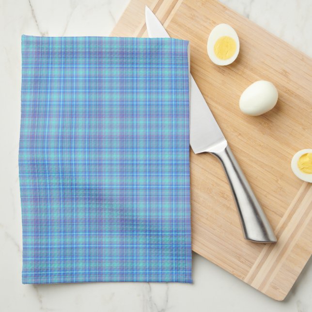 Pastel Blue Plaid Pattern Tea Towel (Quarter Fold)