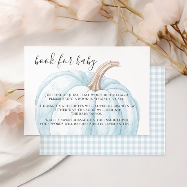 Pastel Blue Pumpkin Book For Baby Boy Shower  RSVP Card (Creator Uploaded)