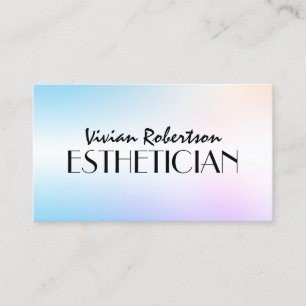 Pastel blue purple faux metallic esthetician  business card