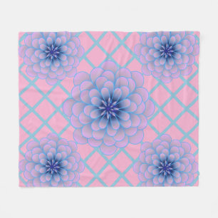Pastel Blue Purple Floral Pattern Aesthetic Seamle Fleece Blanket