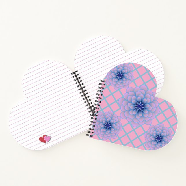 Pastel Blue Purple Floral Pattern Aesthetic Seamle Notebook (Inside)