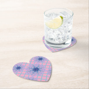 Pastel Blue Purple Floral Pattern Aesthetic Seamle Paper Coaster