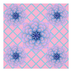 Pastel Blue Purple Floral Pattern Aesthetic Seamle Photo Print