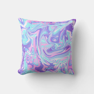 Pastel Blue & Purple Marble Liquid Texture Cushion