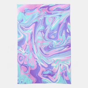 Pastel Blue & Purple Marble Liquid Texture Tea Towel