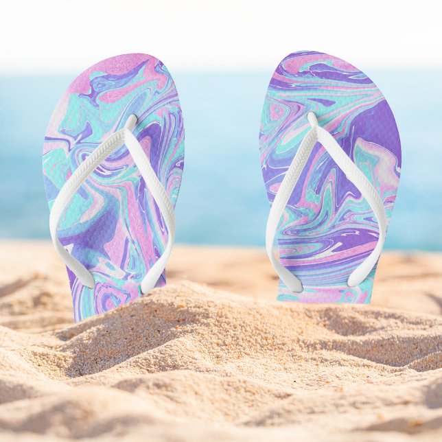 Pastel Blue & Purple Marble Liquid Texture Thongs (Creator Uploaded)