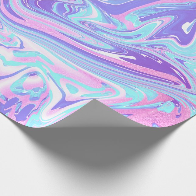 Pastel Blue & Purple Marble Liquid Texture Wrapping Paper (Corner)