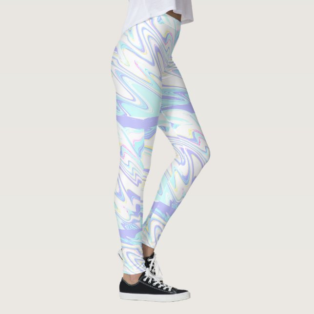 Pastel Blue Purple Yellow Holographic Impression Leggings (Right)