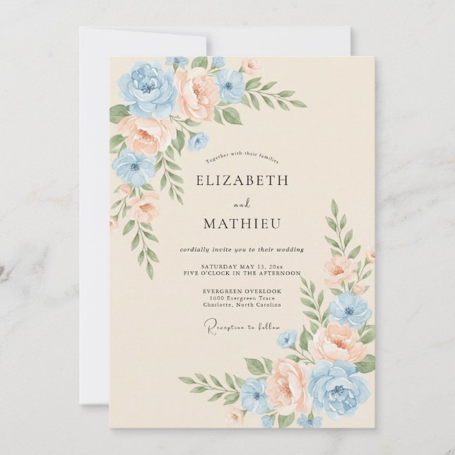Pastel Blue Radiant Spring Wedding Invitation (Front)