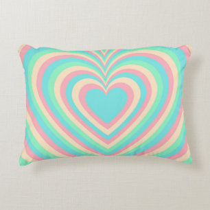 Pastel Blue Rainbow Hypnotic Heart Love Pattern Decorative Cushion