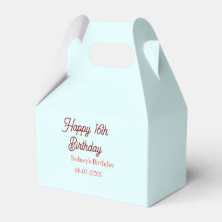 Pastel blue red happy 16th birthday name date eleg favour box