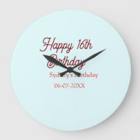 Pastel blue red happy 16th birthday name date eleg