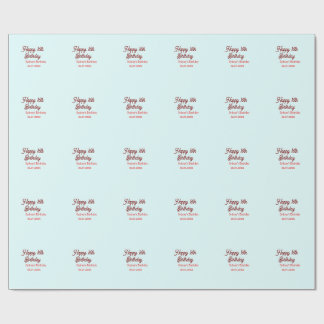 Pastel blue red happy 16th birthday name date eleg wrapping paper