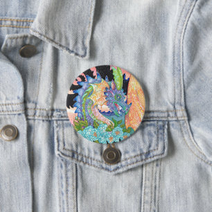Pastel Blue Rose Dragon 7.5 Cm Round Badge