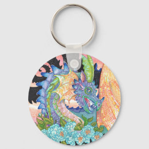 Pastel Blue Rose Dragon Key Ring