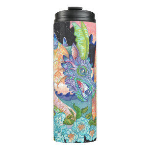 Pastel Blue Rose Dragon Thermal Tumbler