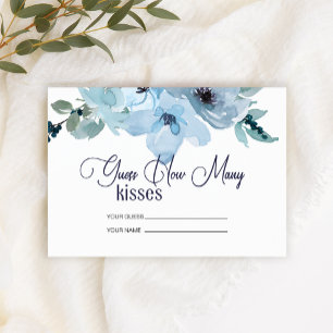 Pastel Blue Rose guess how many kisses bridal game Enclosure Card