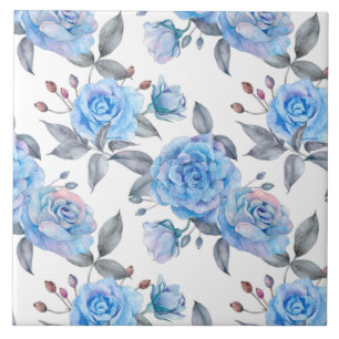 Pastel blue roses ceramic tile