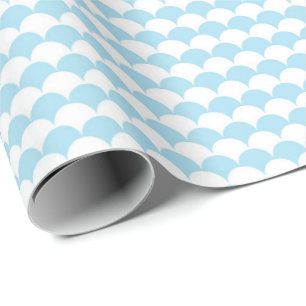Pastel Blue Scallop Stripe Gift Wrap for Spring