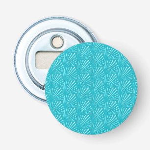Pastel Blue Seashell Silhouette Diagonal Lines Art Bottle Opener