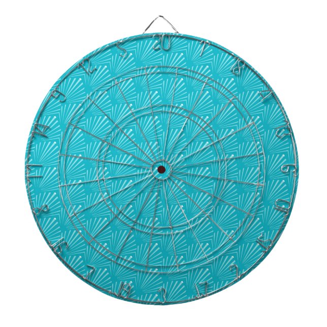 Pastel Blue Seashell Silhouette Diagonal Lines Art Dartboard (Front)