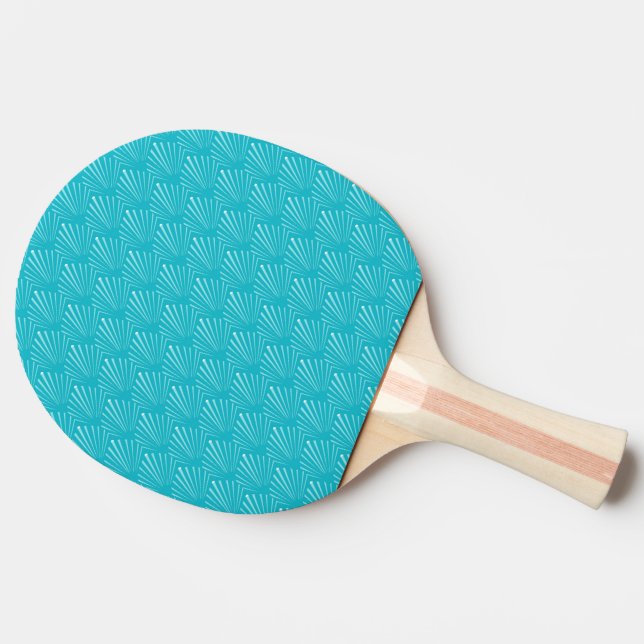 Pastel Blue Seashell Silhouette Diagonal Lines Art Ping Pong Paddle (Side)