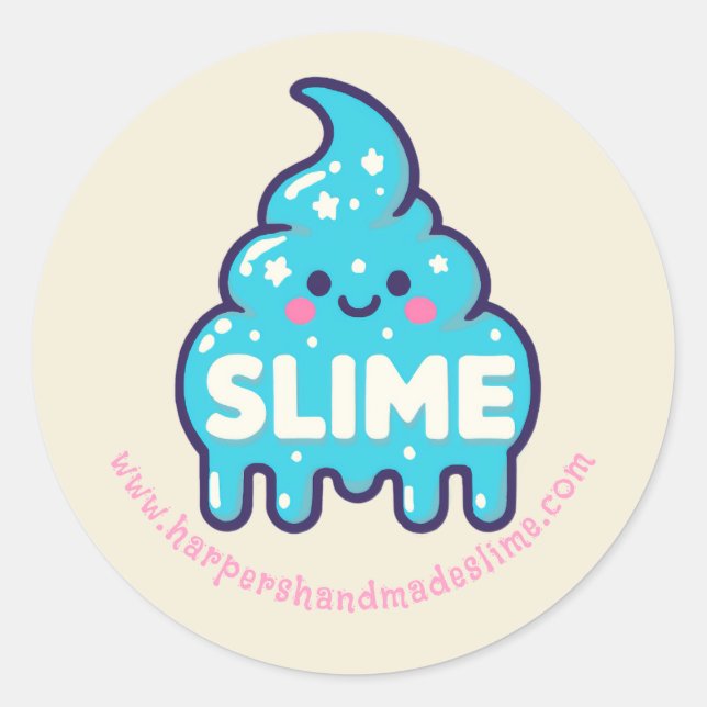 pastel blue slime template logo classic round sticker (Front)