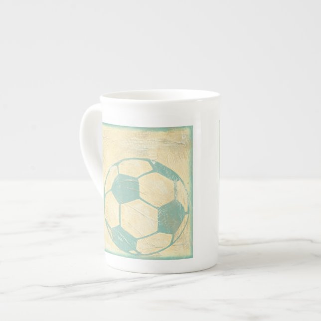 Pastel Blue Soccer Ball by Chariklia Zarris Bone China Mug (Front Left)