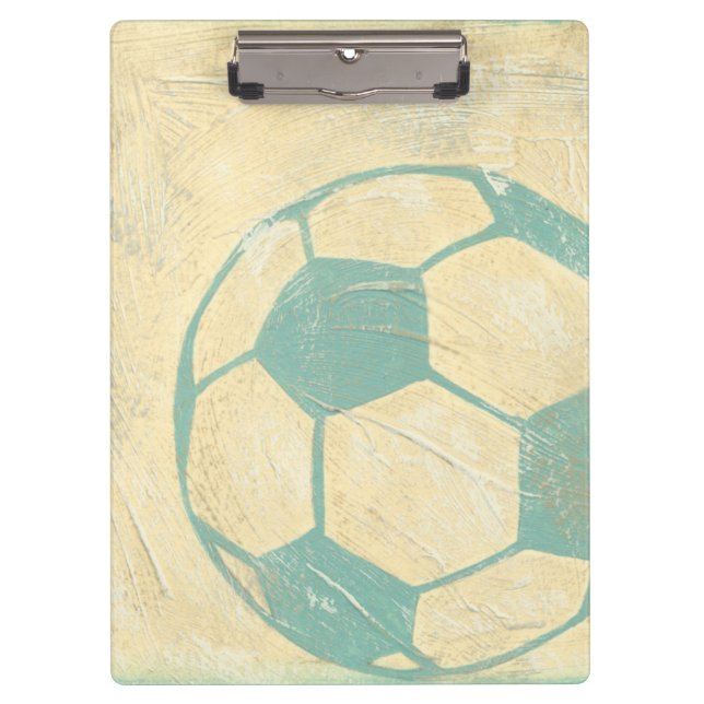 Pastel Blue Soccer Ball by Chariklia Zarris Clipboard (Front)
