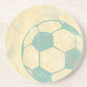 Pastel Blue Soccer Ball by Chariklia Zarris Coaster