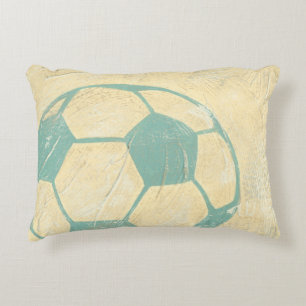 Pastel Blue Soccer Ball by Chariklia Zarris Decorative Cushion